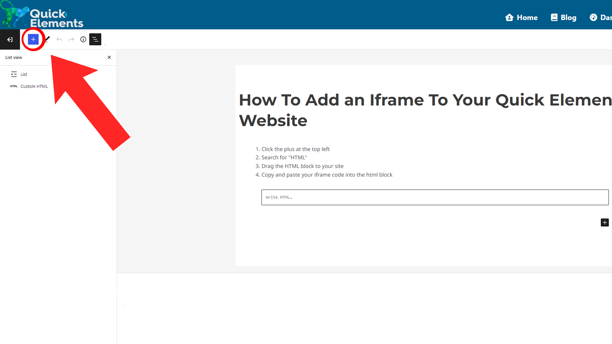 How To Add an Iframe To Your Quick Elements Website