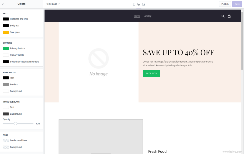 Shopify theme editor settings