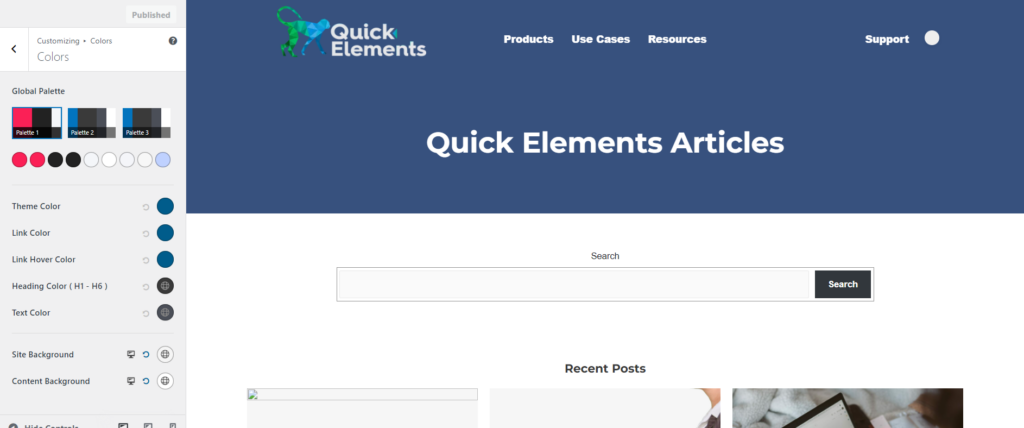 Quick Elements page editor