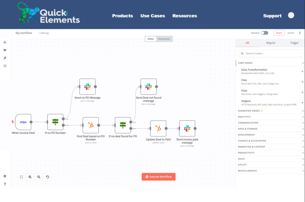 Quick Elements automation workflow