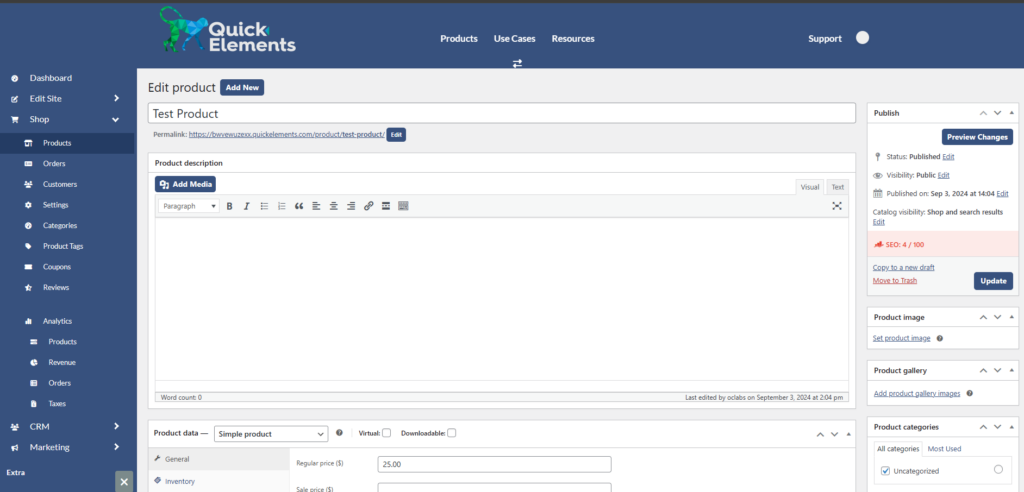 Edit Product Page