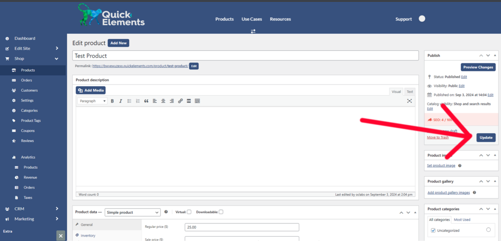 How to Save Products in Quick Elements