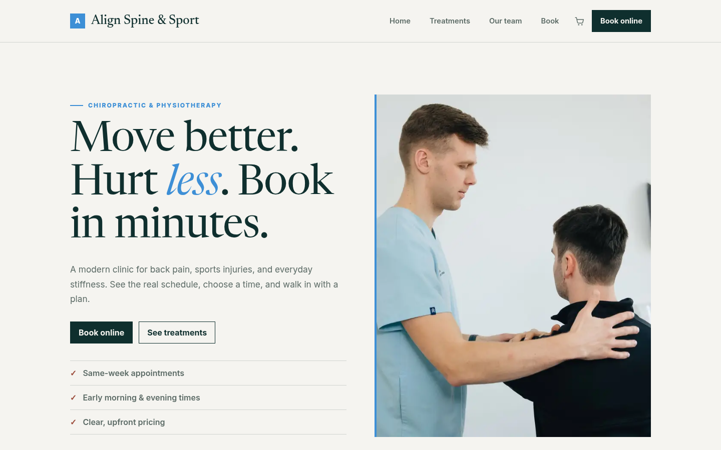 Screenshot of the Align template homepage