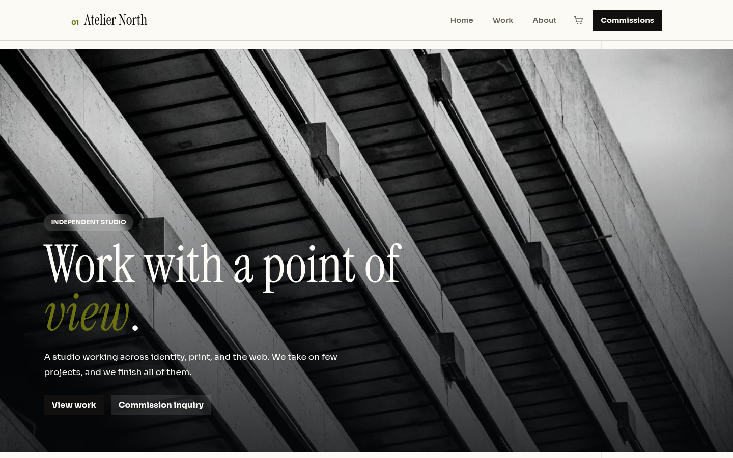 Screenshot of the Atelier template homepage