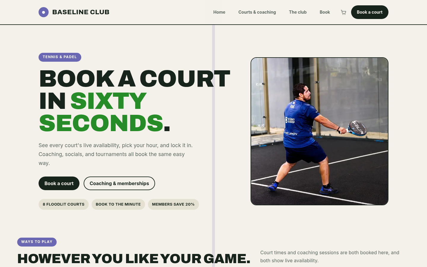Screenshot of the Baseline template homepage