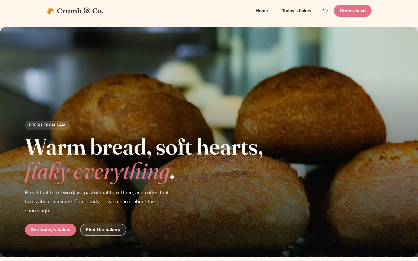 Screenshot of the Crumb template homepage