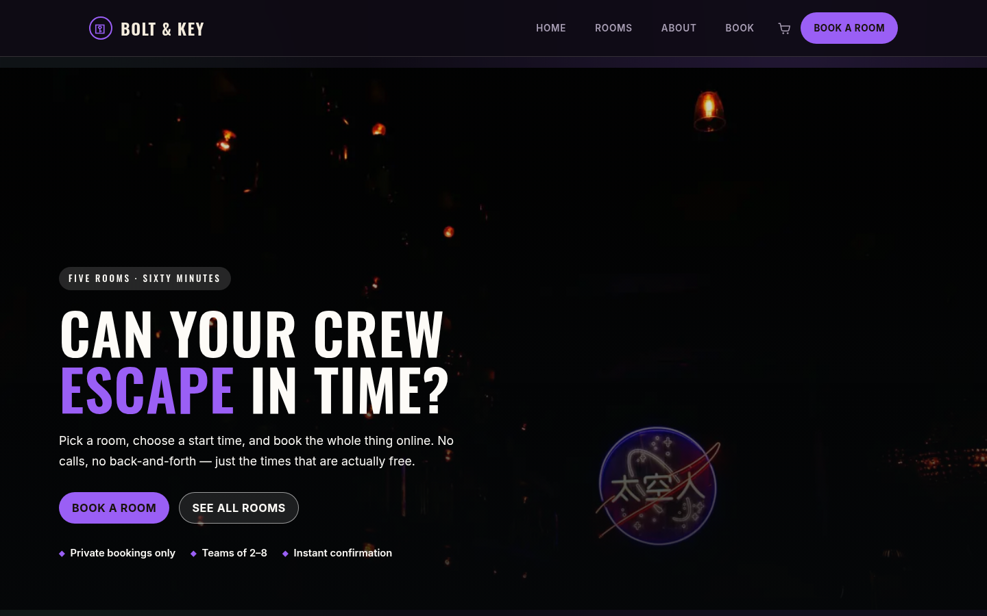 Screenshot of the Escape template homepage