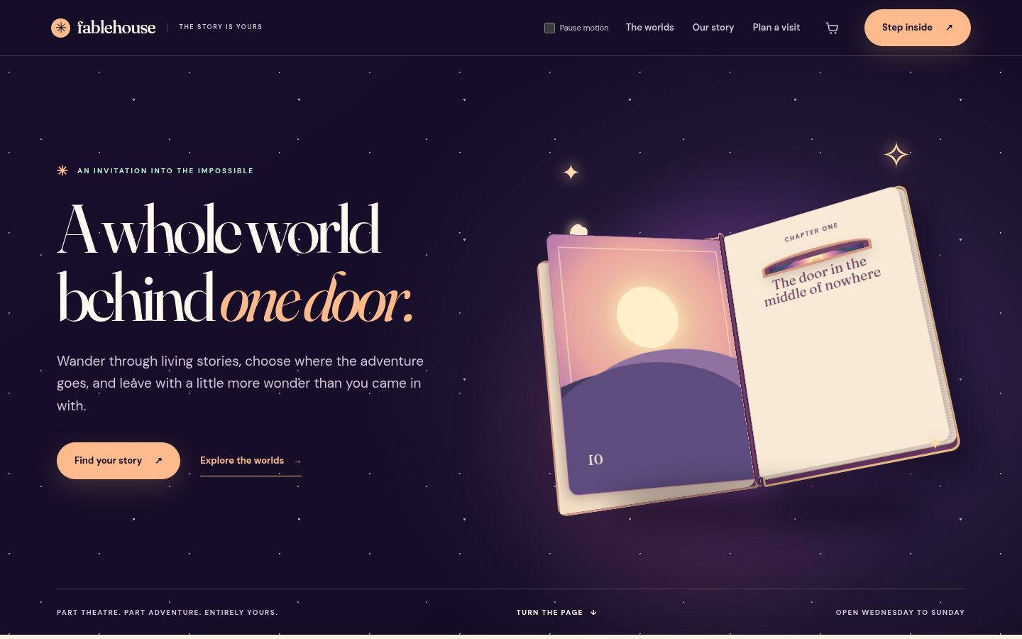 Screenshot of the Fablehouse template homepage