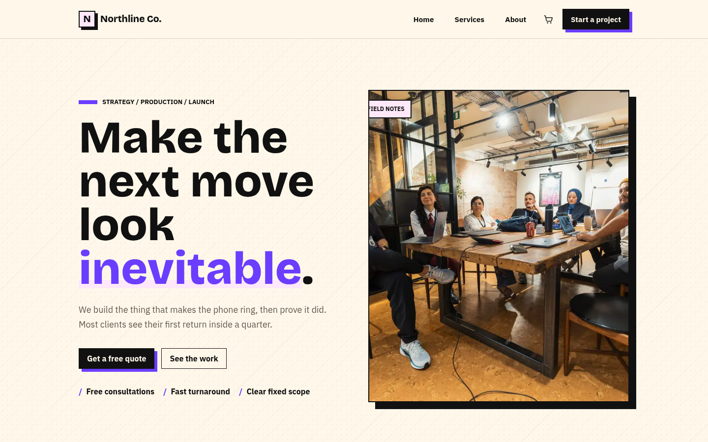 Screenshot of the Launchpad template homepage