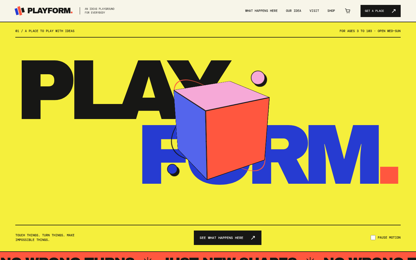 Screenshot of the Playform template homepage