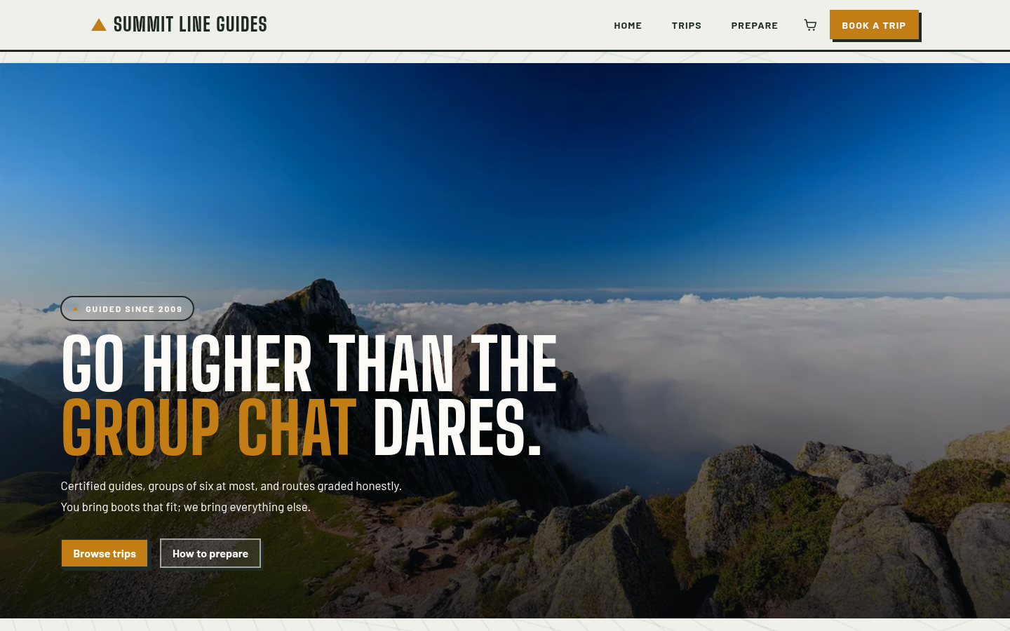 Screenshot of the Summit template homepage
