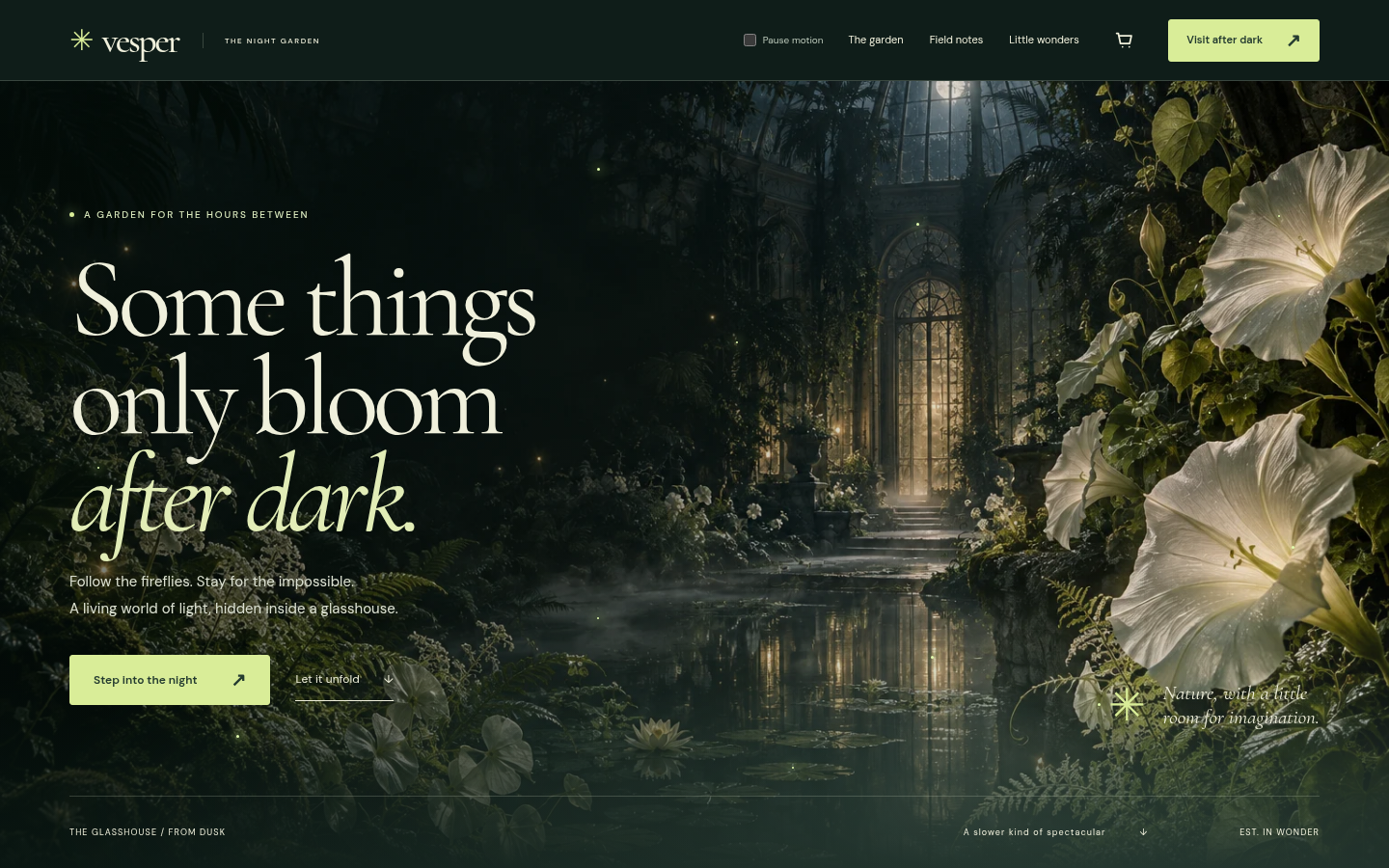 Screenshot of the Vesper template homepage