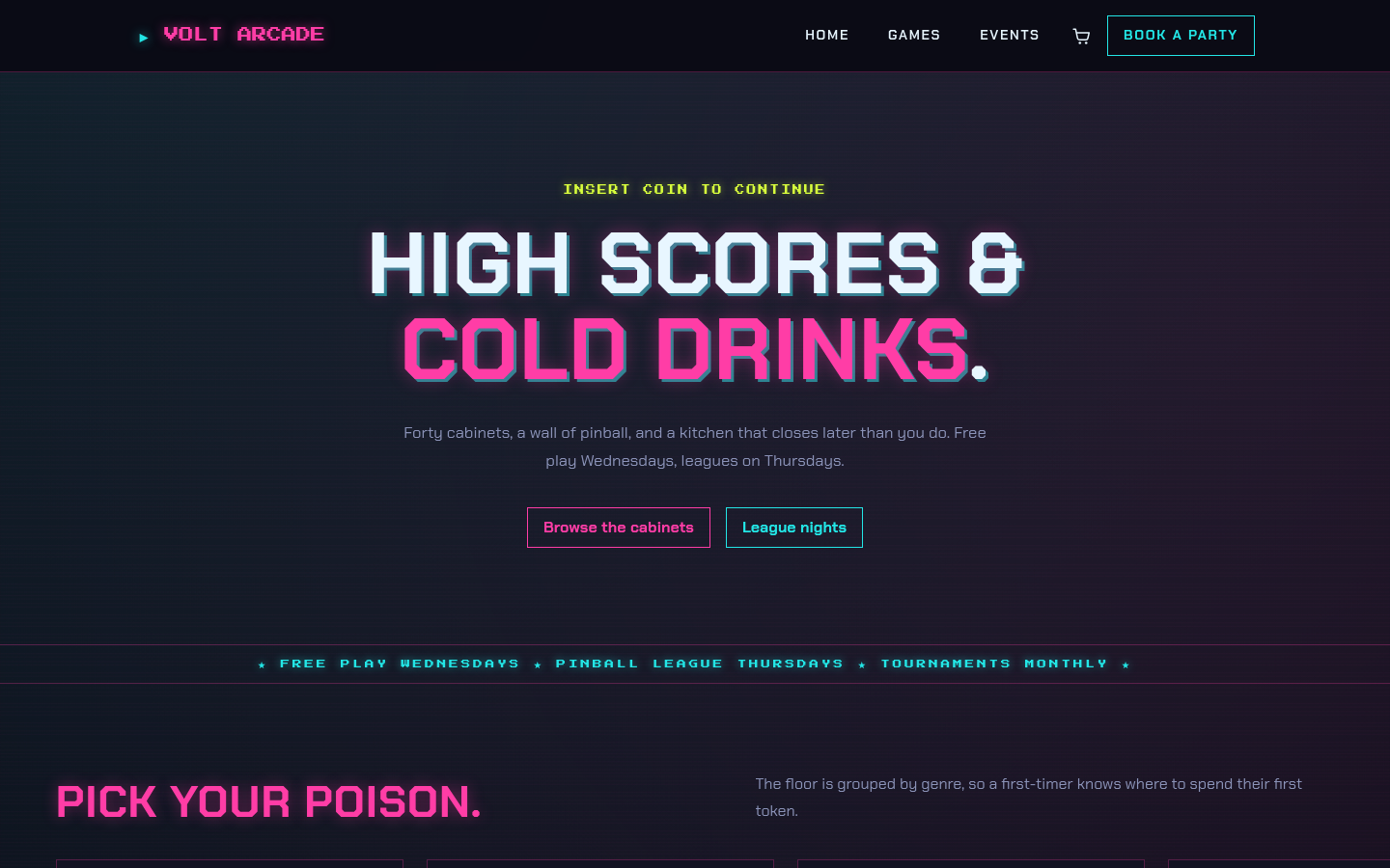 Screenshot of the Volt template homepage