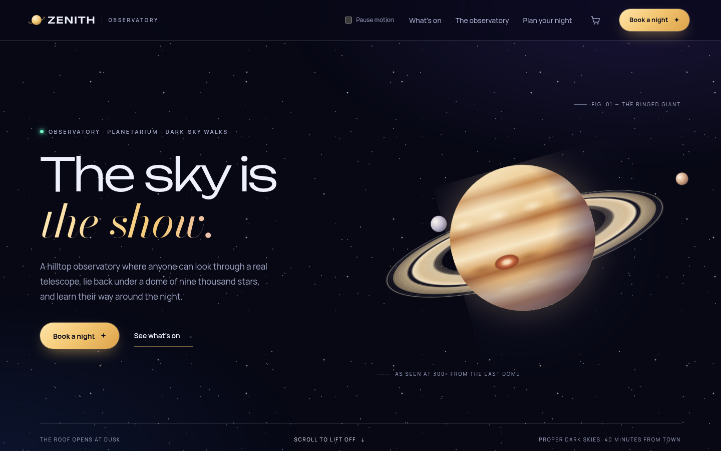 Screenshot of the Zenith template homepage